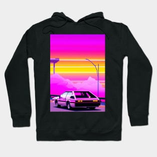 Glitched synthwave retro car Hoodie